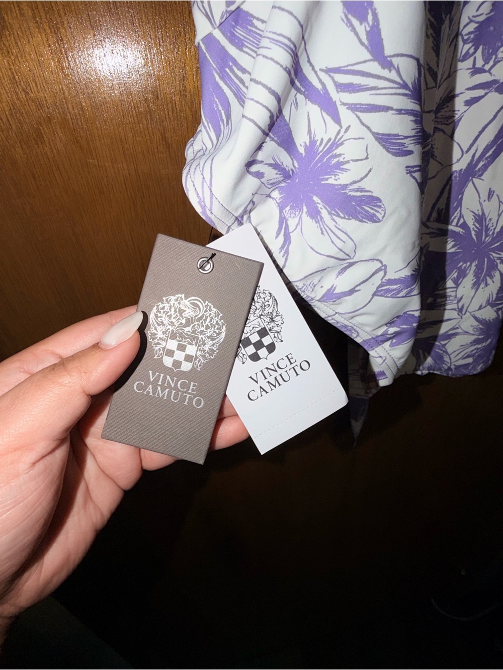 Vince Camuto Lavender Floral Print Dress - Picture 6 of 7